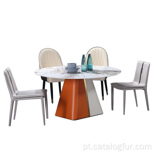 Conjunto de jantar de couro de sela minimalista cadeira de mesa de jantar de madeira para móveis de jantar